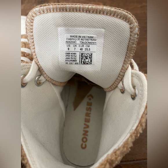 Converse Chuck Taylor All Star Move Platform Tan Sherpa Sneakers Size 9 - Picture 11 of 11